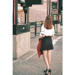 CHERRYKOKO Pleat-Hem A-Line Mini Skirt