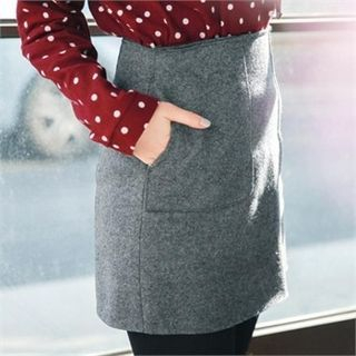 mimi & didi Dual-Pocket Wool Blend Mini Skirt