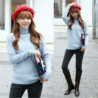 One's Ozzang Turtle-Neck Slim-Fit Sweater
