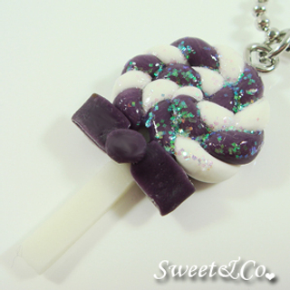 Sweet & Co. Sweet Purple Candy Lollipop Glitter Necklace
