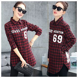 Lavogo Lettering Plaid Shirt