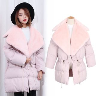 Sens Collection Furry Notch Lapel Padded Coat