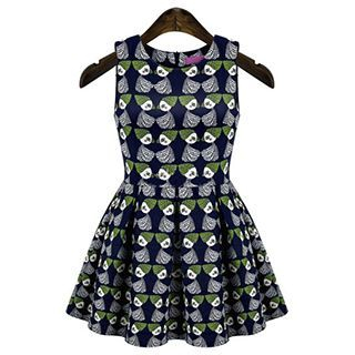 FURIFS Sleeveless Patterned Pleated Dress