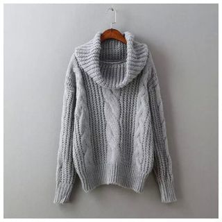 Ainvyi Cable Knit Cowl Neck Sweater