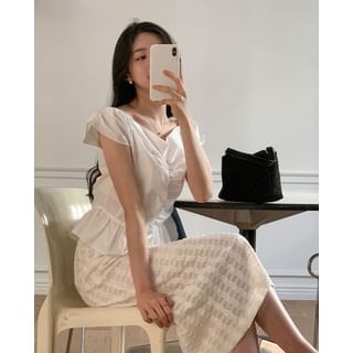 Cap-Sleeve Peplum Blouse