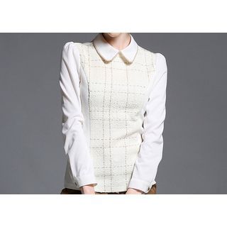 Merald Long-Sleeve Check Collared Top