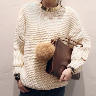 NANING9 Drop-Shoulder Rib-Knit Sweater