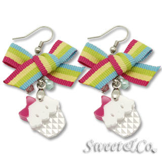 Sweet & Co. Rainbow Ribbon Swarovski Miss Cupcake Earrings Silver - One Size