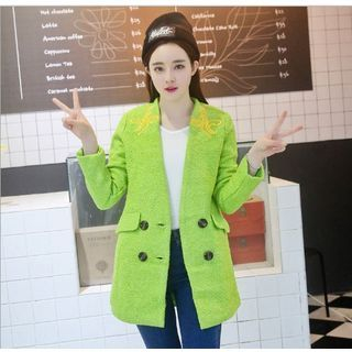 SUYISODA Embroidered Double-Breasted Coat