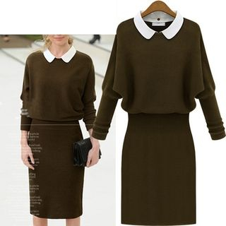 Coronini Detachable Collar Knit Dress