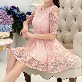 Romantica Short-Sleeve Lace Dress