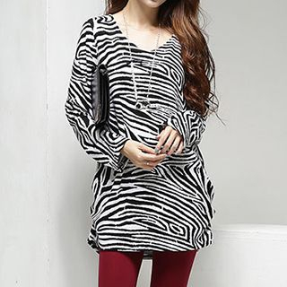 Dream Girl Zebra Print Long-Sleeve Top