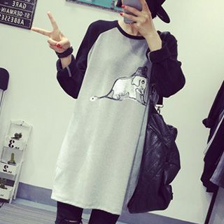 Eva Fashion Long-Sleeve Elephant Print Dress