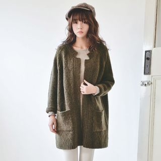 JUSTONE Open-Front Wool Blend Long Cardigan