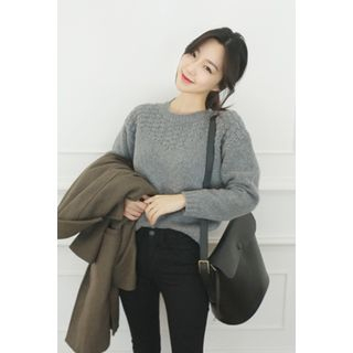 OZNARA Wool Blend Pointelle-Knit Sweater