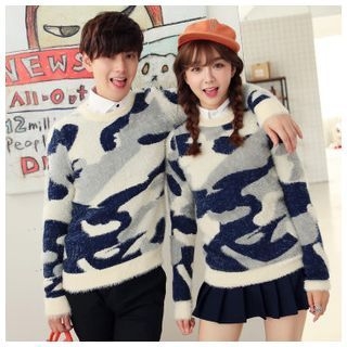 Simpair Couple Matching Camouflage Mohair Sweater