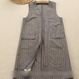 Blu Pixie Striped Linen Long Vest