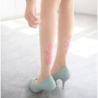 59 Seconds Cat Print Tights Nude - One Size