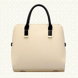 BeiBaoBao Faux-Leather Contrast-Trim Tote