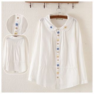 Waypoints Fish Embroidered Peter Pan Collar Shirt