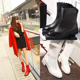 Shoes Galore Faux-Leather Perforated Boots