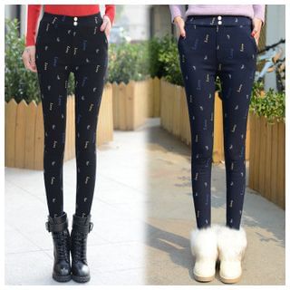 Angel Shine Fleece-Lined Patterned Skinny Pants