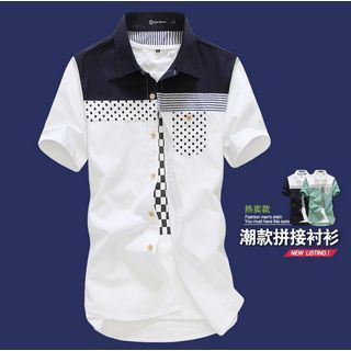 Danjieshi Short-Sleeve Printed Panel Shirt