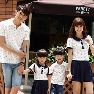 Igsoo Parents and Kids Print Polo Shirt / Collared Dress