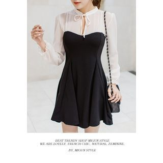 migunstyle Bow-Front Sheer-Panel Minidress