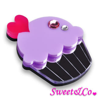 Sweet & Co. Swarovski Crystal Silver Purple Cupcake Pin Silver - One Size