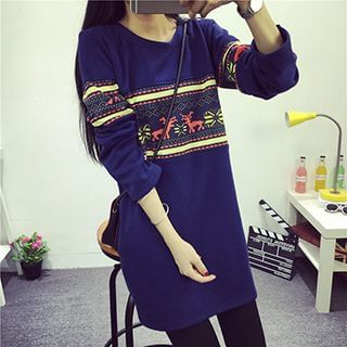 Fashion Street Patterned Panel Pullover Dress