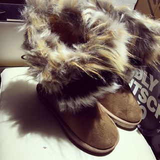 Zandy Shoes Furry-Trim Short Snow Boots