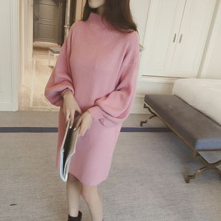 Bubbleknot Mock Neck Sweater Dress