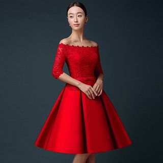 Royal Style Off-Shoulder A-Line Cocktail Dress