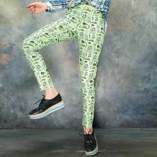 ELF SACK Paneled Printed Slim-Fit Pants