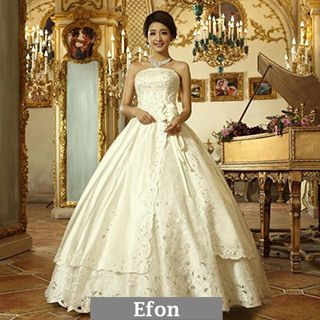 Efon Strapless Lace Wedding Ball Gown