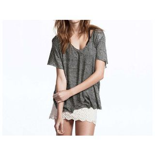 Richcoco Short-Sleeve V-Neck Top