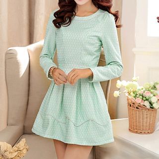 Emeline Long-Sleeve Tie Waist A-Line Dress