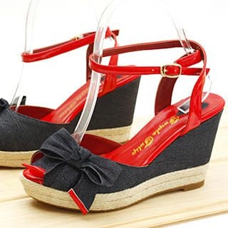 "Bow" Ankle Strap Platform Sandals