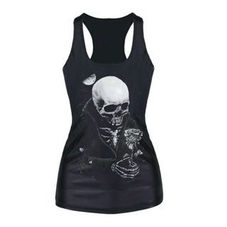 Sexy Romantie Skull Print Tank Top