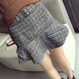 Small Mosquitoes Frilled Check Skirt