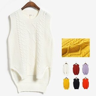 Colorpolitan Cable-Knit Dip-Back Vest