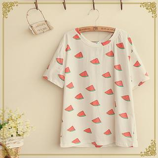 Fairyland Short-Sleeved Watermelon Print T-Shirt