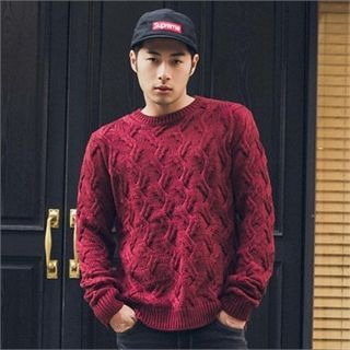 STYLEMAN Round-Neck Cable-Knit Top