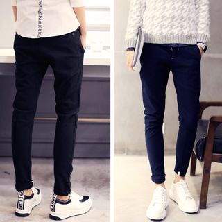 JUN.LEE Plain Slim-Fit Pants