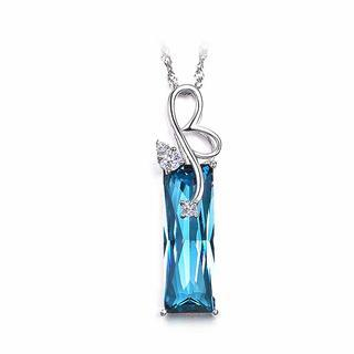 BELEC 925 Sterling Silver Pendant with Blue Swarovski Element Crystal and Necklace