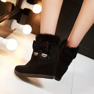 Vivid Dream Bow Accent Wedge Short Boots