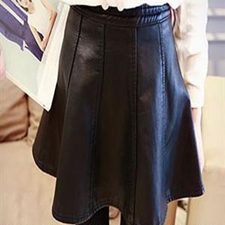 Champi Faux Leather Frilled Skirt