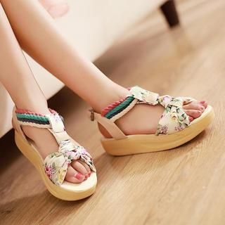 JY Shoes Floral Platform Sandals
