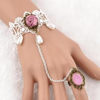 Trend Cool Rose Accent Crochet Ring Bracelet
